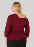 One Shoulder Scuba Peplum Top