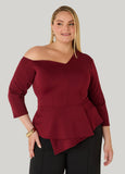 One Shoulder Scuba Peplum Top