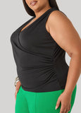 Ruched Faux Wrap Top
