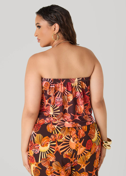 Necklace Seashell Print Halter Top