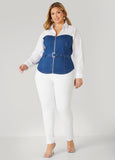 Belted Poplin And Denim Shirt