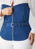 Belted Poplin And Denim Shirt