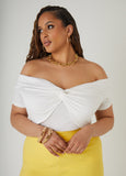 Plus Size Twist Front Off The Shoulder Top
