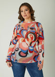 Plus Size Printed Mesh Top