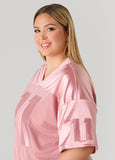 Stretch Satin And Mesh Jersey Tee