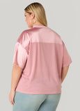 Stretch Satin And Mesh Jersey Tee