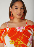 Printed Cold Shoulder Top