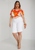 Printed Cold Shoulder Top