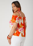 Printed Cold Shoulder Top