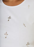 Cross Embellished Jersey Tee