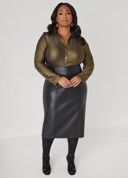 Metallic Stretch Knit Shirt