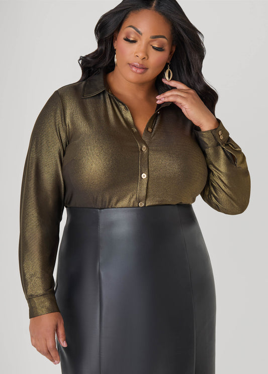 Metallic Stretch Knit Shirt