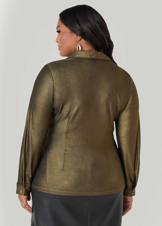 Metallic Stretch Knit Shirt