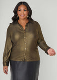 Plus Size Metallic Stretch Knit Shirt