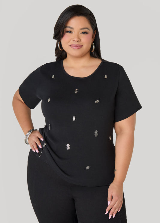 Dollar Sign Embellished Tee