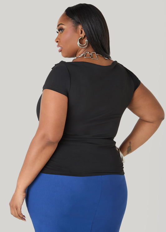 Ruched Cowl Neck Top