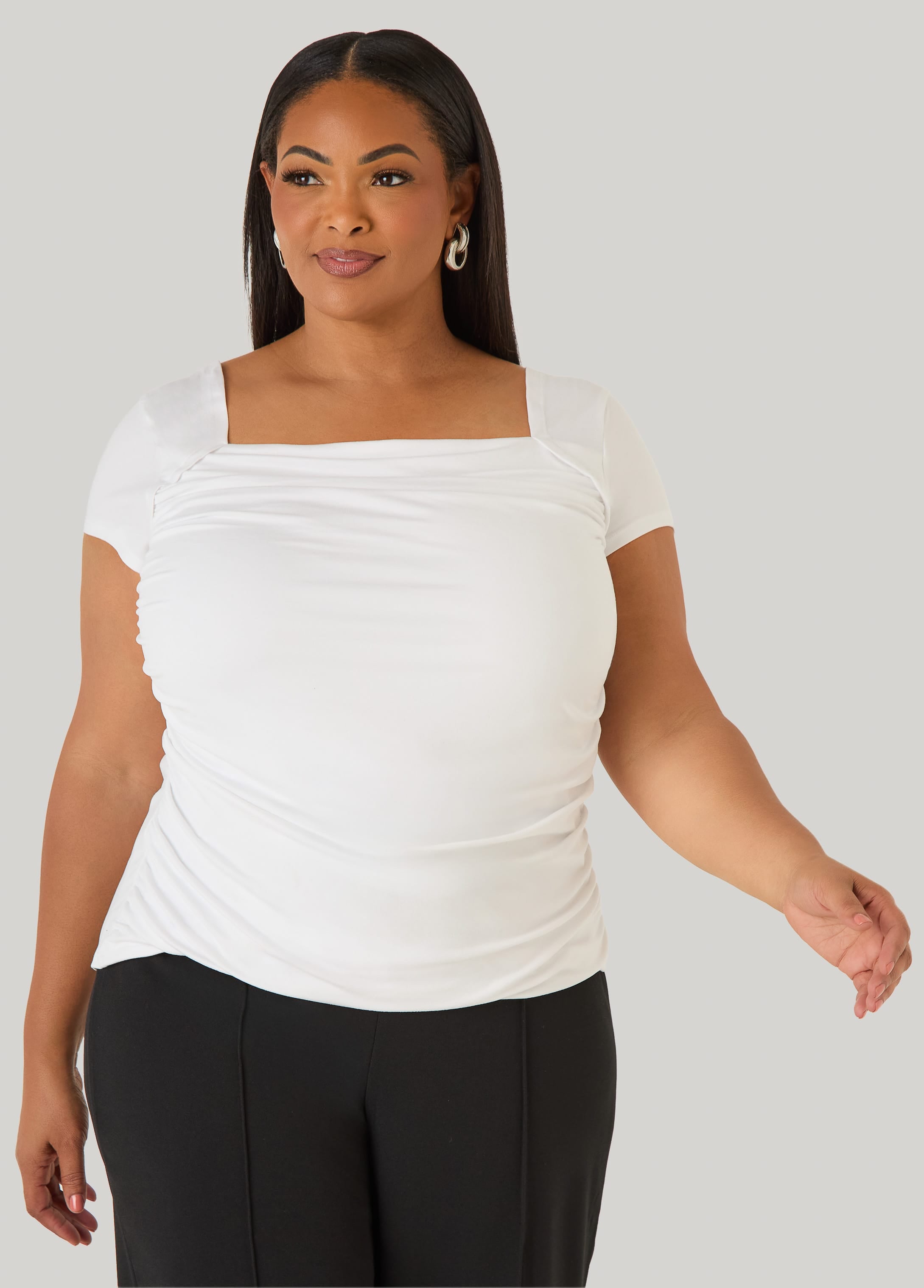 Ruched Square Neck Top