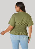 Shirred Waist Cotton Jersey Tee