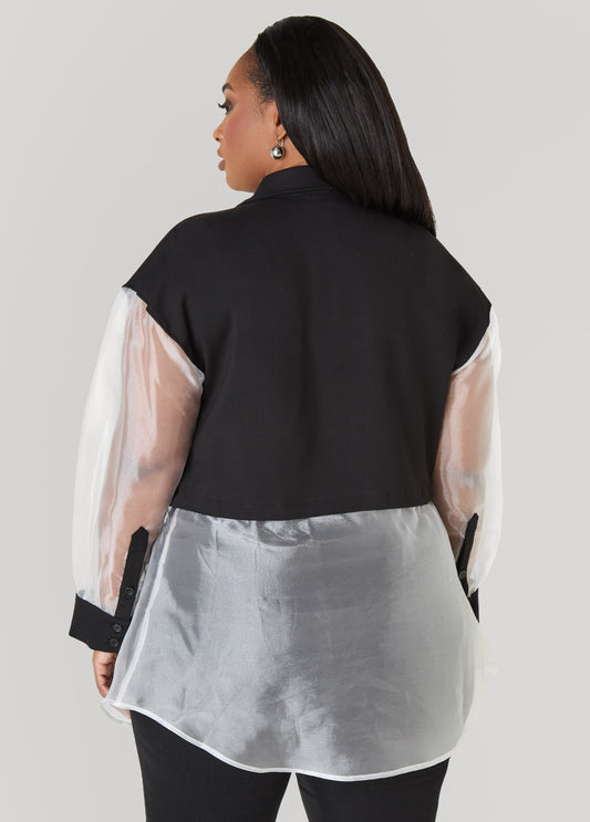 Organza Paneled Ponte Shirt