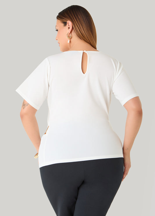 Embellished Faux Wrap Top