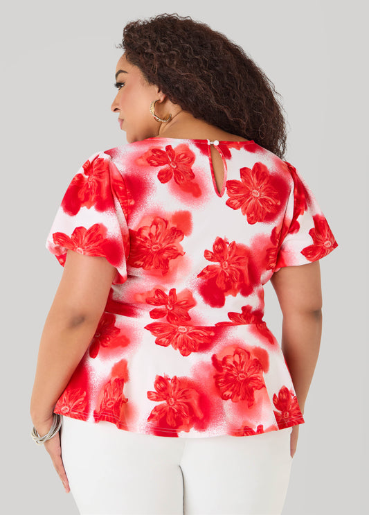 Floral Print Peplum Top
