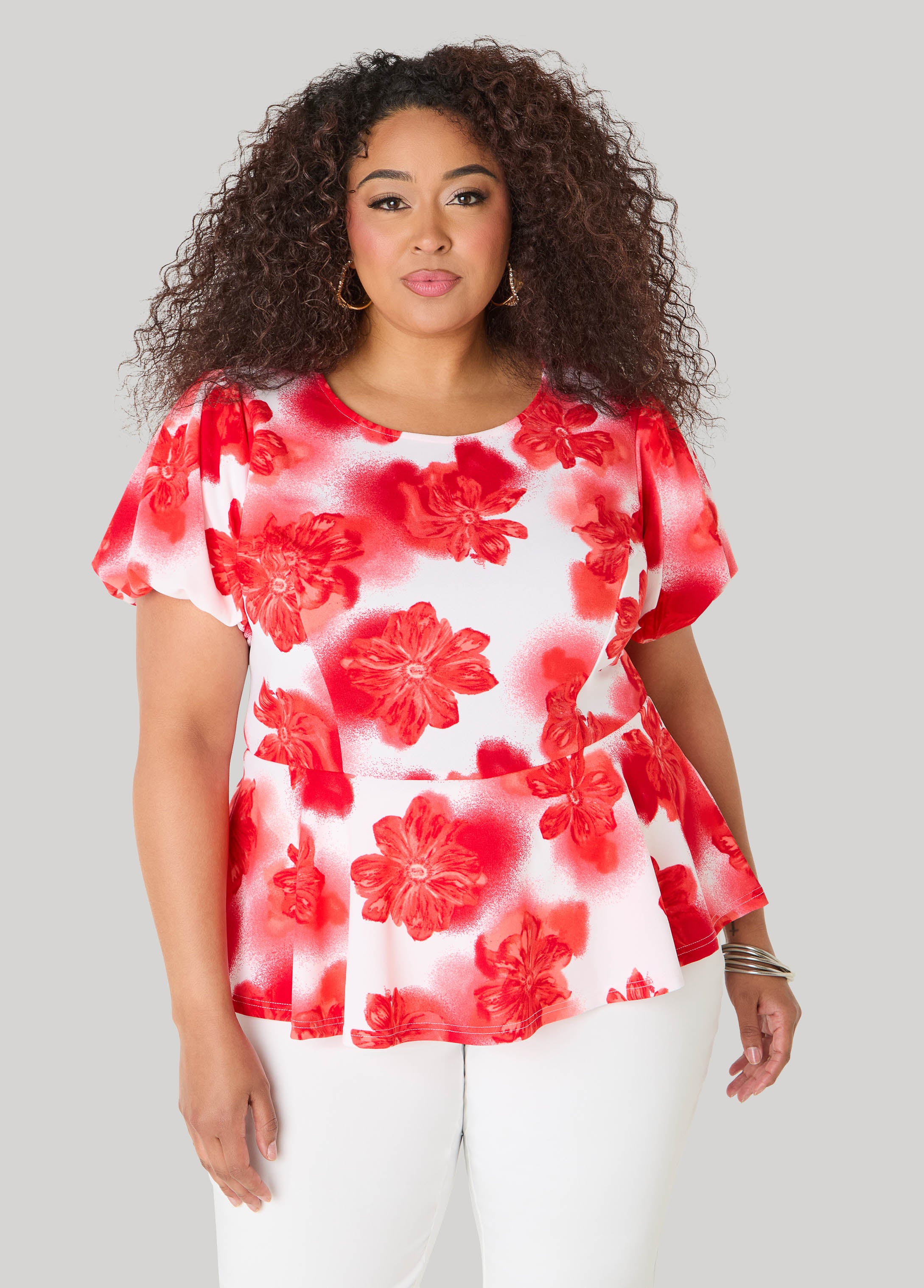 Floral Print Peplum Top