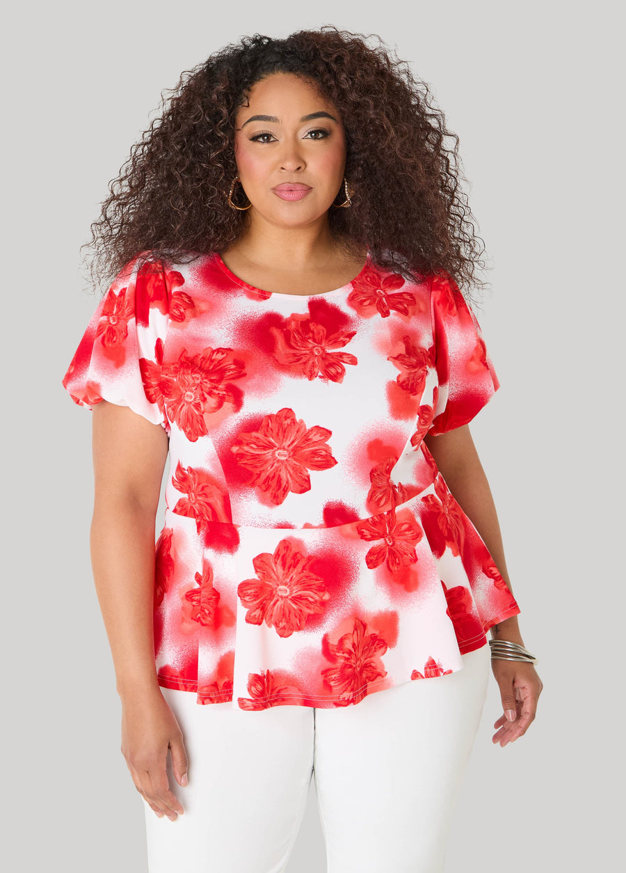 Floral Print Peplum Top