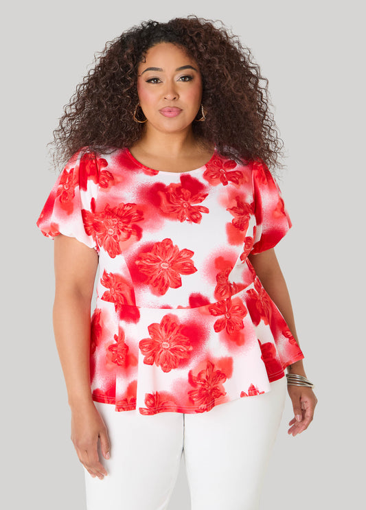 Floral Print Peplum Top