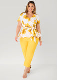Sunflower Print Peplum Top