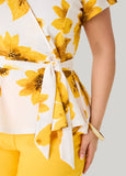 Sunflower Print Peplum Top
