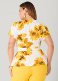 Sunflower Print Peplum Top