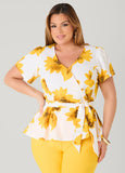 Sunflower Print Peplum Top