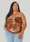 Leaf Print Cutout Tube Top