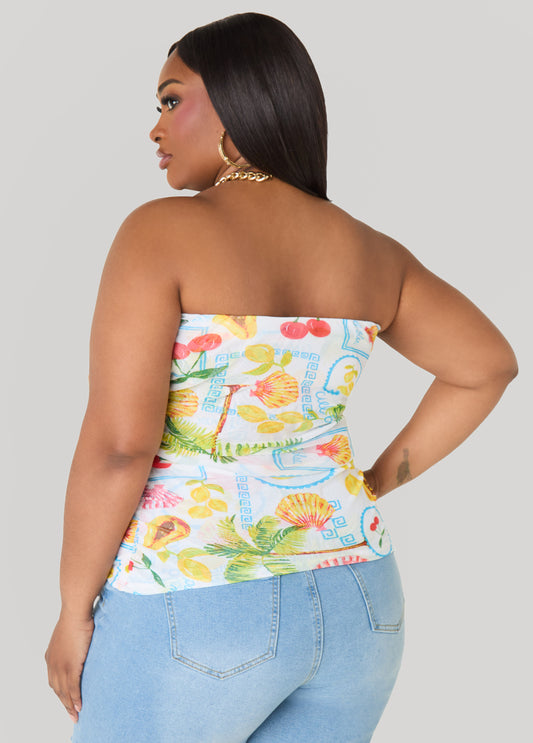 Summer Print Mesh Tube Top