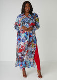 Plus Size Graffiti Mesh Duster Plus Size Cardigan Plus Size Set