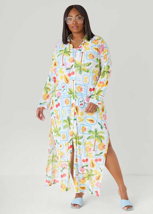 Summer Print Mesh Duster