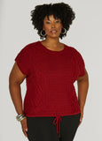 Drawstring Cable Knit Sweater