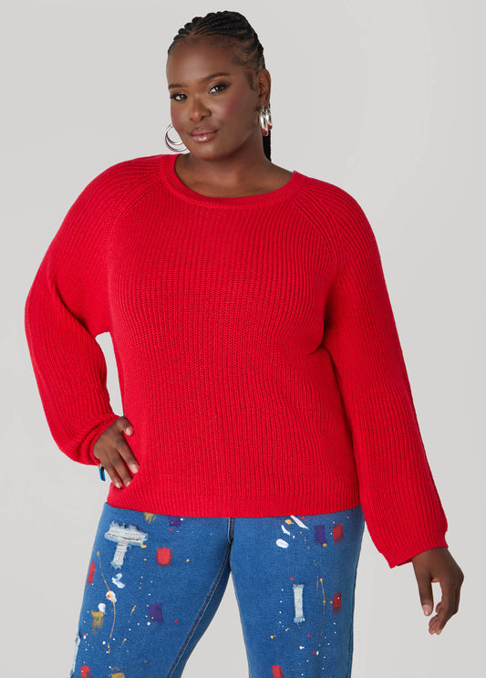 Ribbed Raglan Sweater