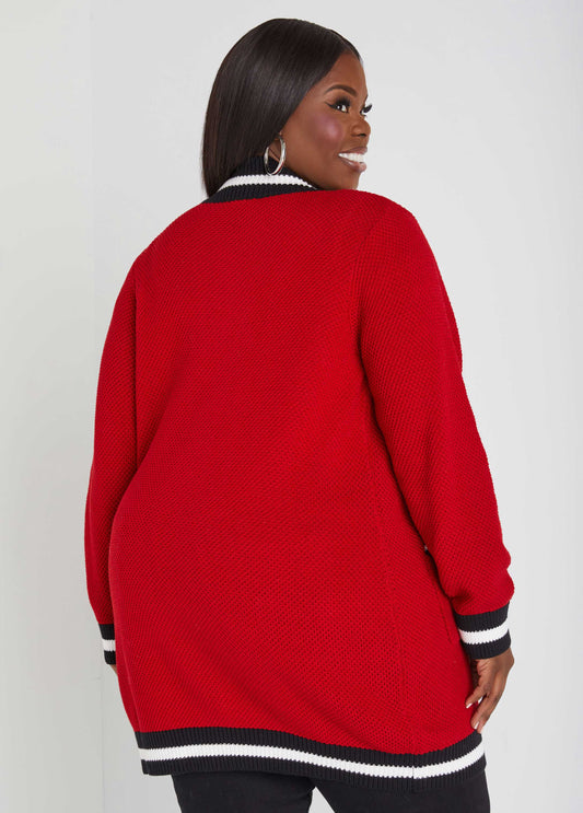 Open Front Cotton Blend Cardigan
