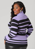 Ribbed Striped Turtleneck Sweater