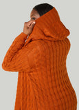 Hooded Cable Knit Duster