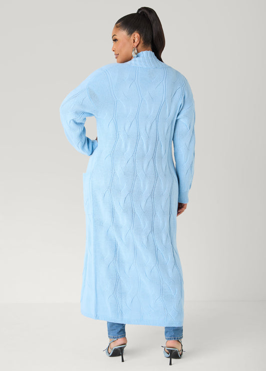 Cable Knit Open Front Duster