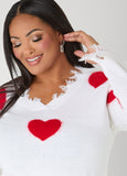 Distressed Hearts Sweater