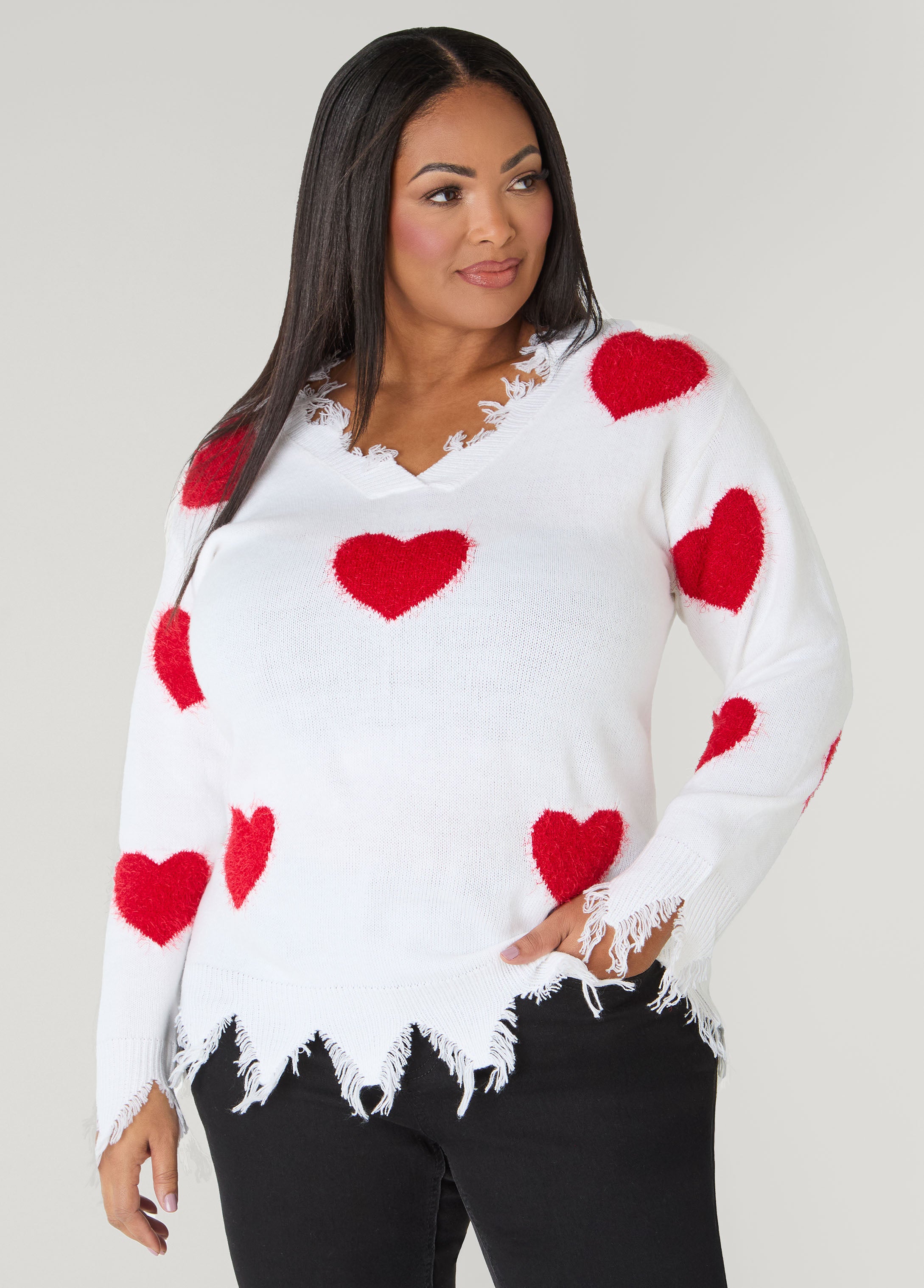 Distressed Hearts Sweater