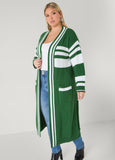 Open Front Striped Cardigan