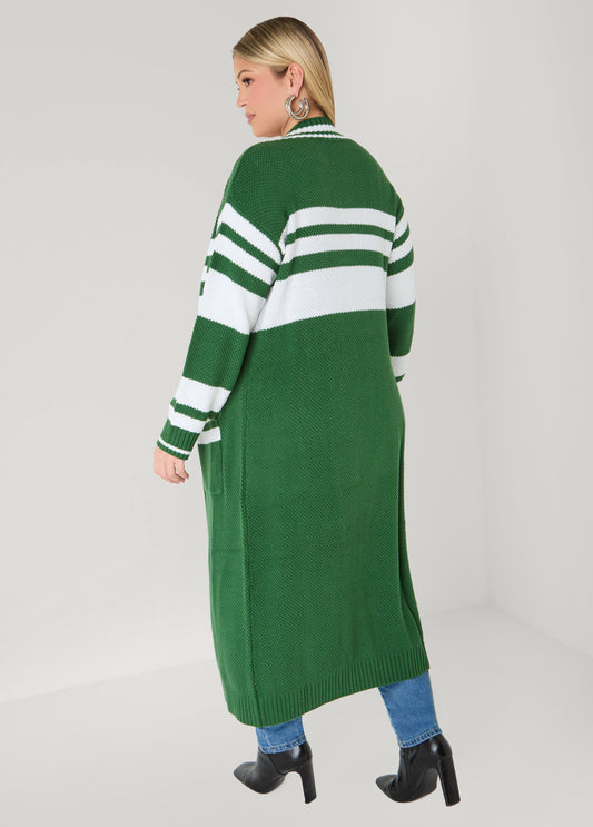 Open Front Striped Cardigan