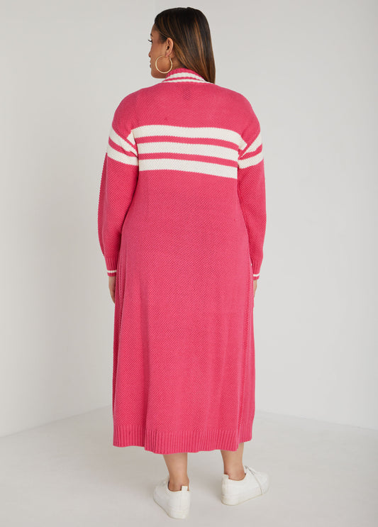 Open Front Striped Cardigan