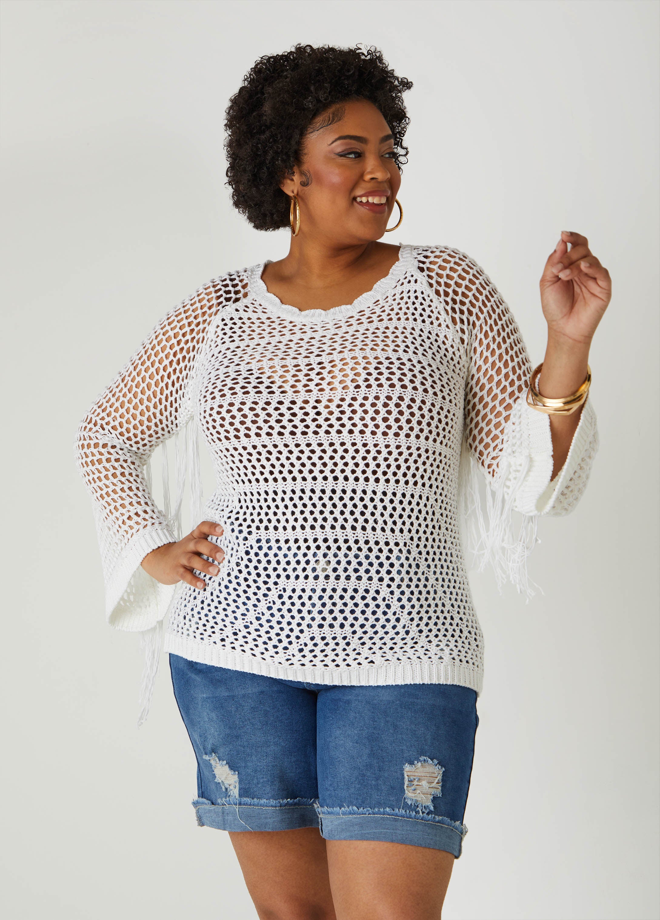 Plus Size Crochet Knit Top