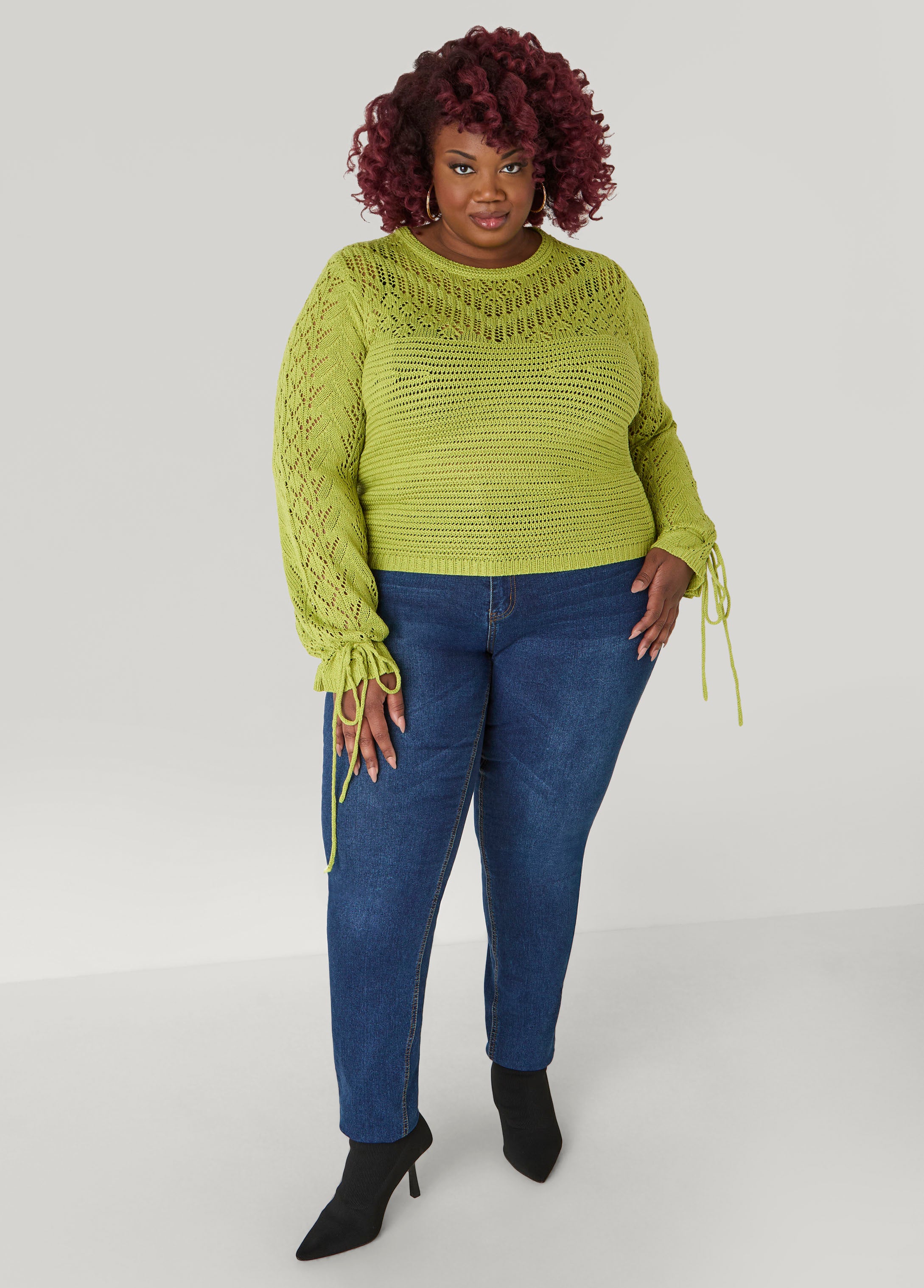 Drawstring Crochet Sweater