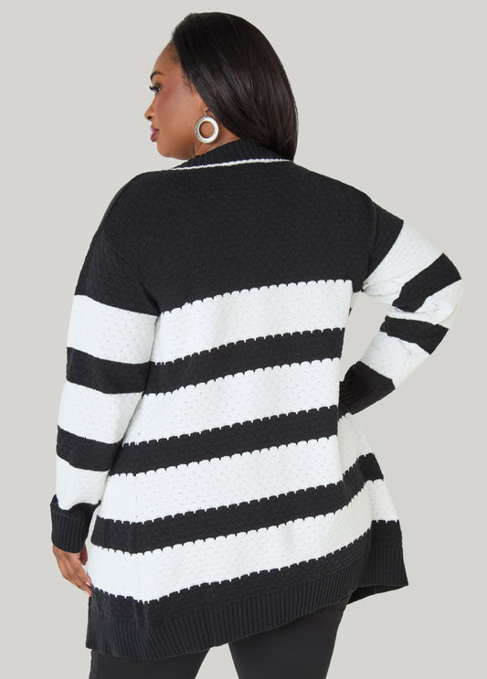 Striped Honeycomb Cardigan